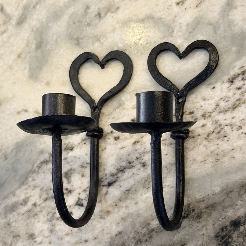 Rustic Vintage Hand Forged Blacksmith Cast Iron Taper Candle holder Wall Sconce